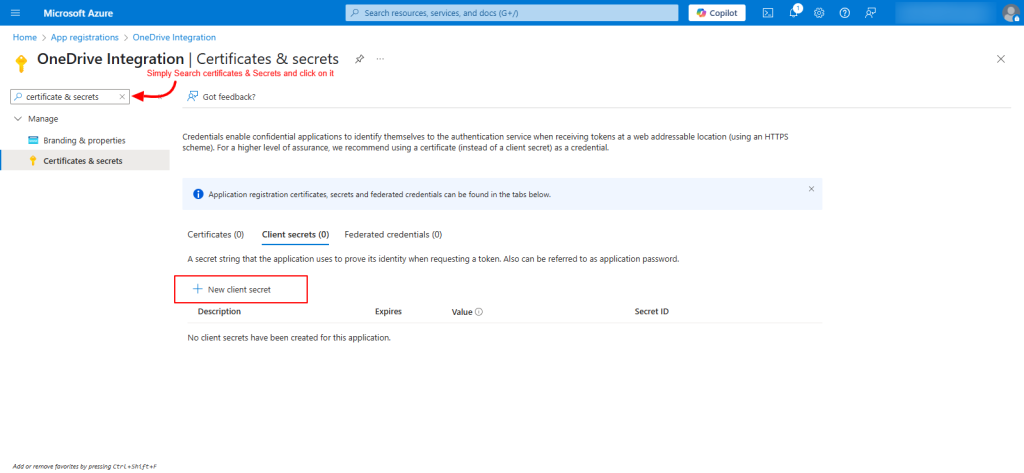Azure integration configuration in Advanced File Manager