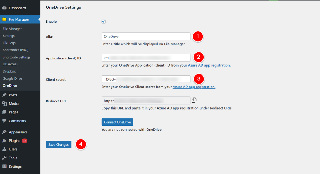 Full integration view of OneDrive files within Advanced File Manager