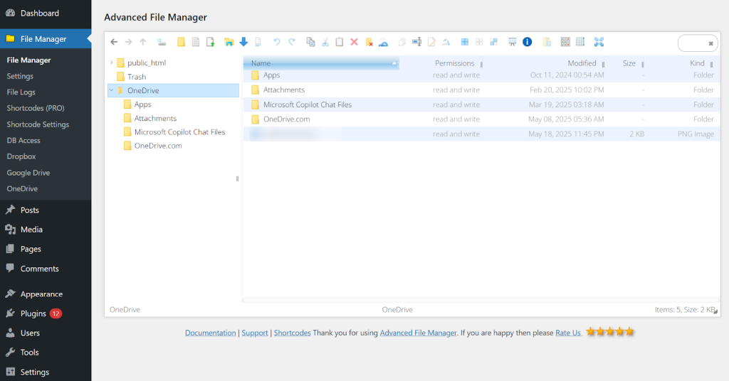 AFM OneDrive integration
