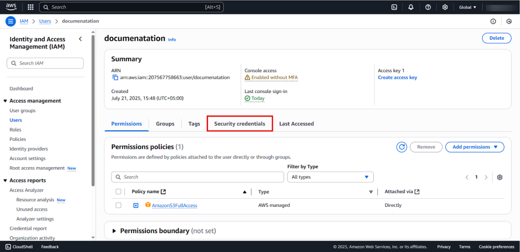 Fourth step showing files within S3 buckets