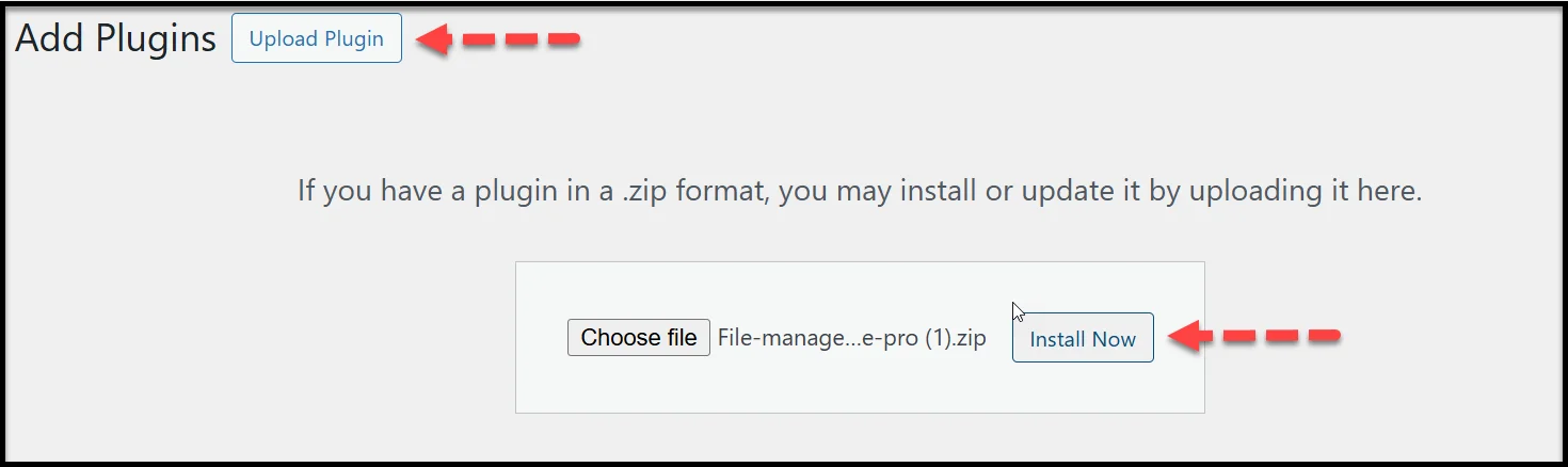 install the zip file