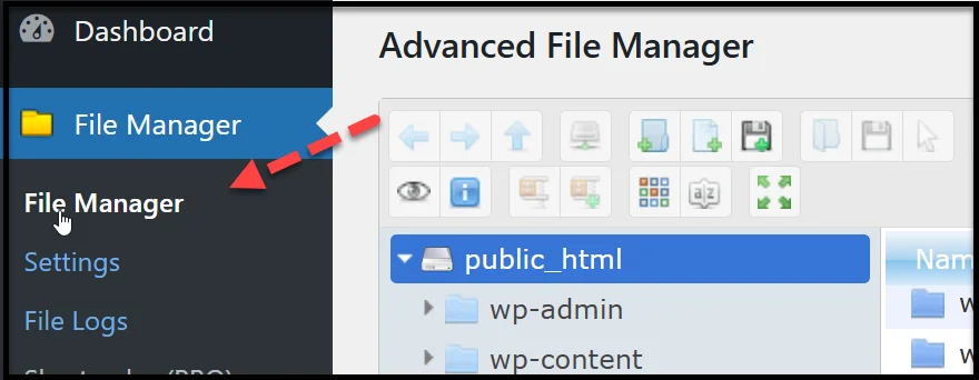 new file manager menu