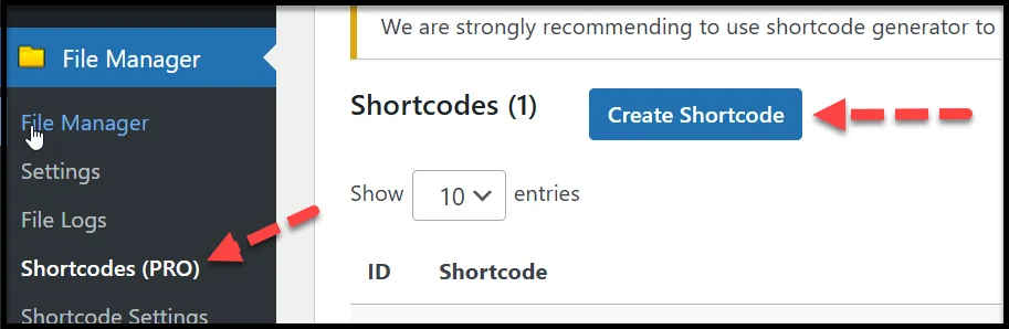 create shortcode button