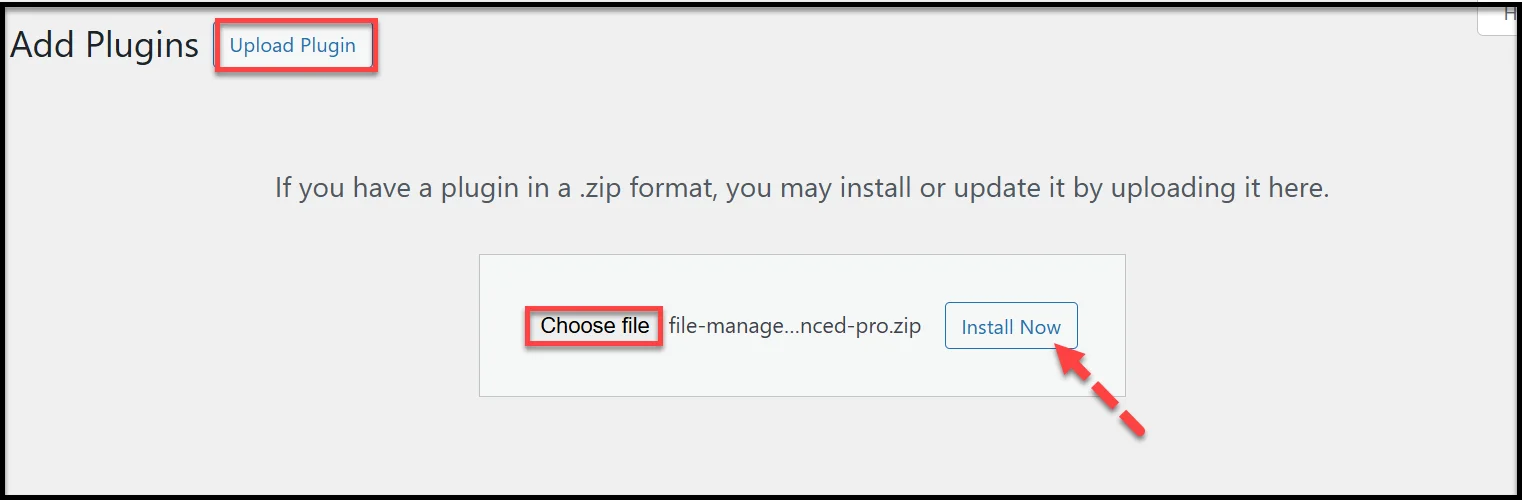 upload plugin option