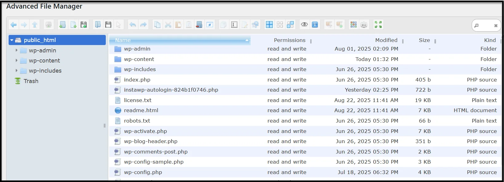 file manager interface