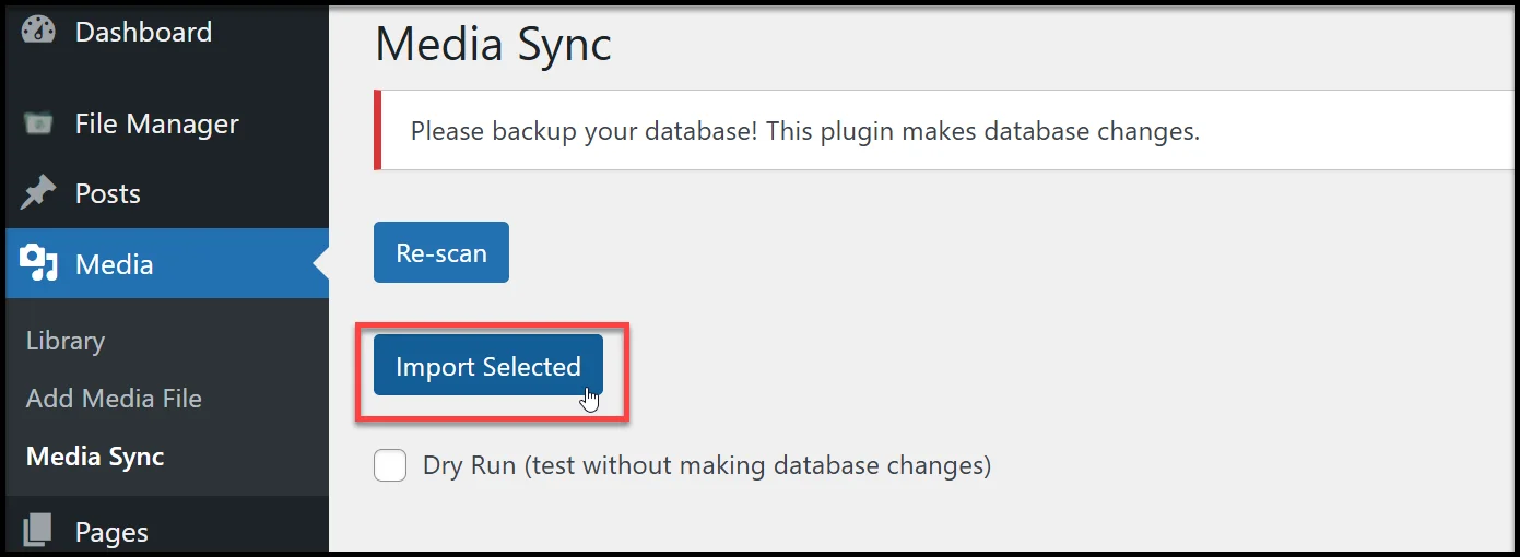 import selected option
