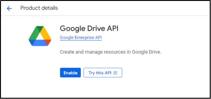 Search for Google Drive API in Google Cloud