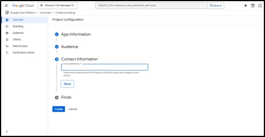 Select “Internal” as the audience for your app