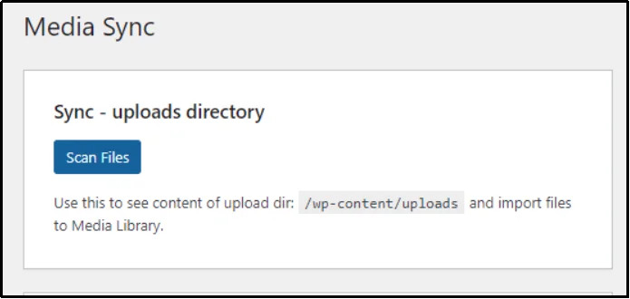 Media Sync plugin dashboard in WordPress