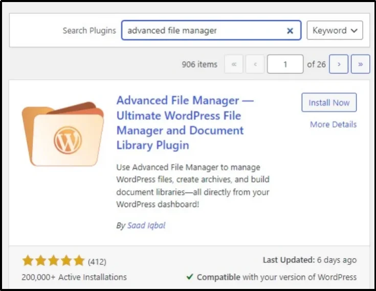 Typing a folder name in Advanced File Manager