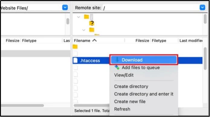 Selecting and downloading files from WordPress through FTP