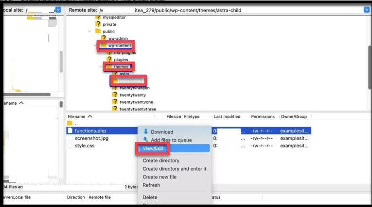 Accessing WordPress files through SFTP or FTP connection