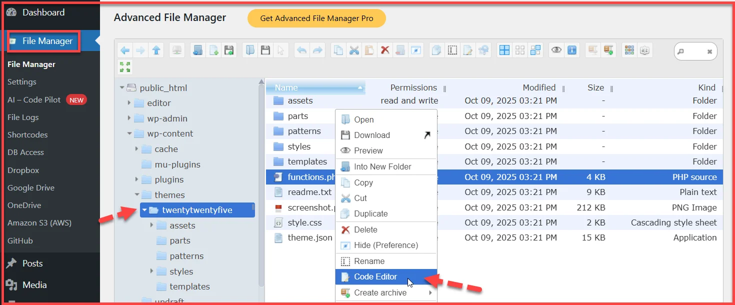 Selecting a preferred code editor for editing WordPress files