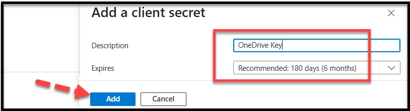 Adding a name key for client secret creation