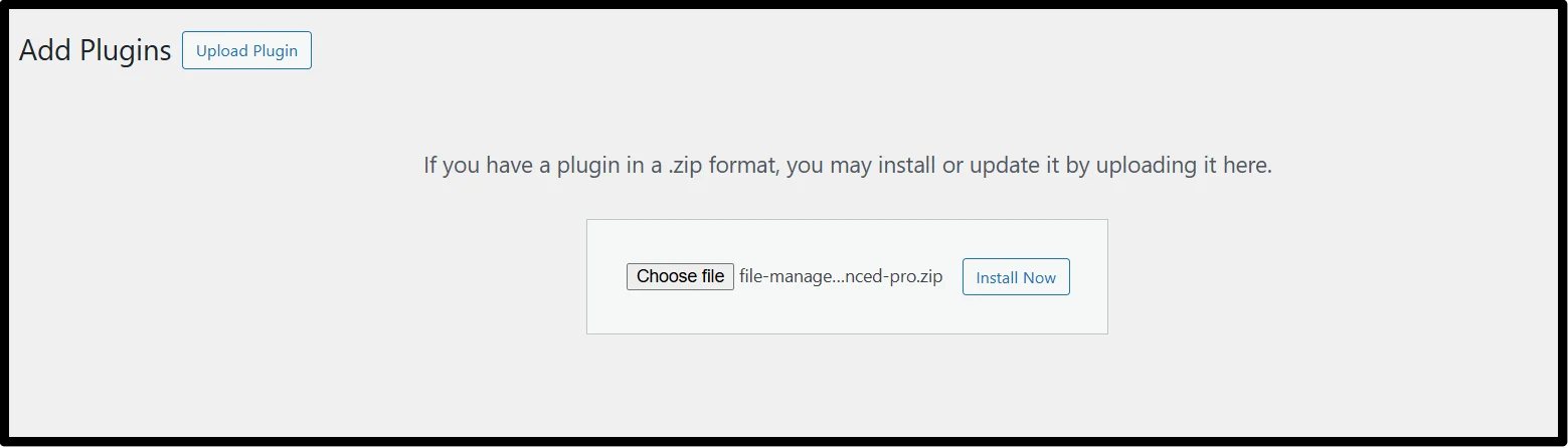 Select the downloaded plugin ZIP file for installation in WordPress