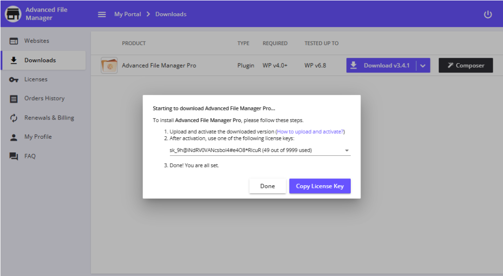 Installation & Activation Guidelines Advanced File Manager 6