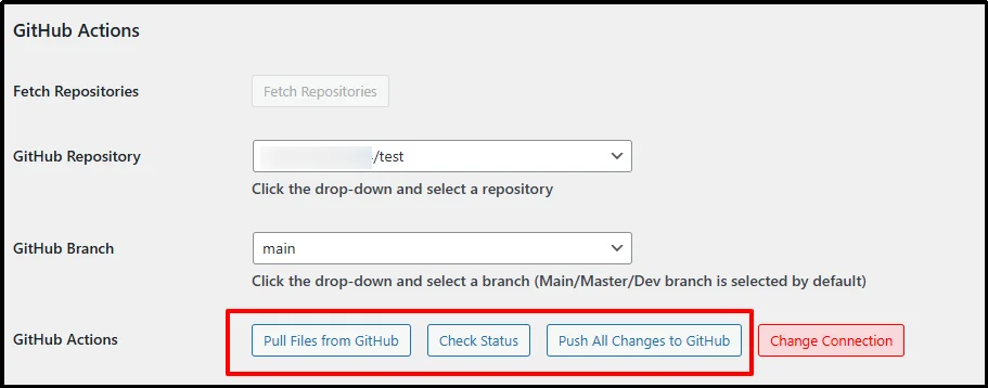 Example of an action performed using the plugin in WordPress