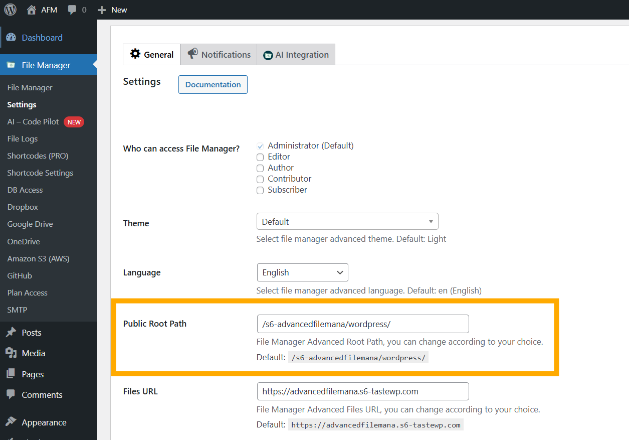 Advanced File Manager Settings 5