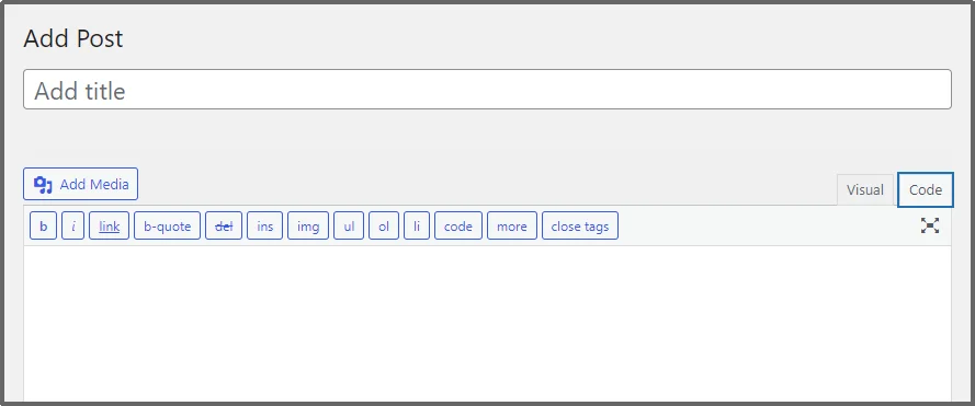 Switching the WordPress editor from Visual mode to Code editor