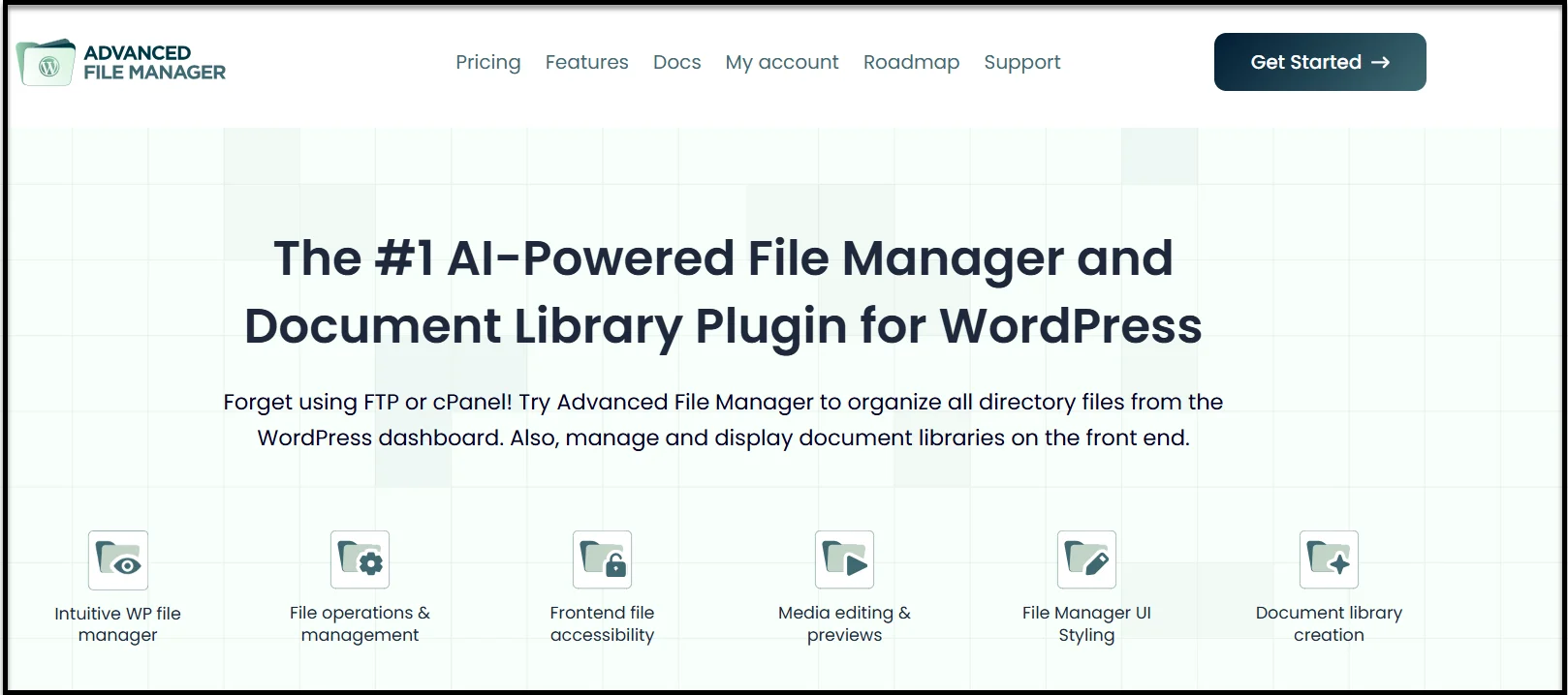WordPress File Manager plugin interface for managing site files