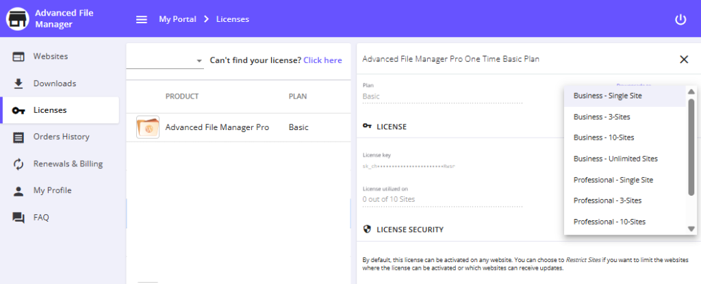 Advanced File Manager Pro Upgrading to a Higher Plan 4