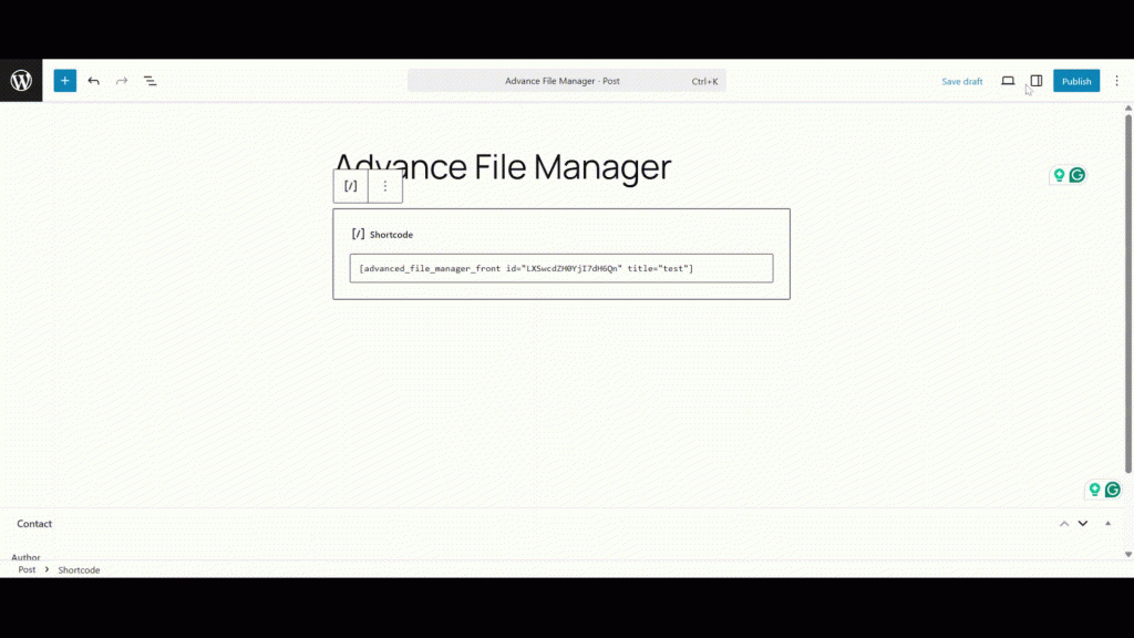 Publish Blocks in Advanced File Manager 4
