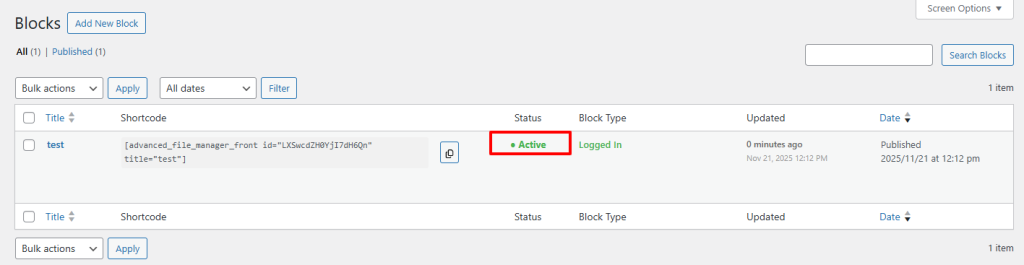 Publish Blocks in Advanced File Manager 6