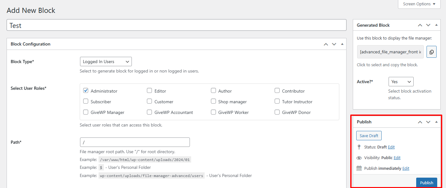Managing Multiple Blocks in Advanced File Manager 2