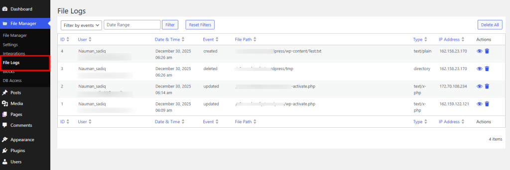What Information Is Available in File Logs 1