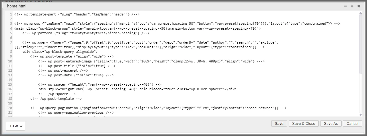 Edit WordPress template hierarchy files safely