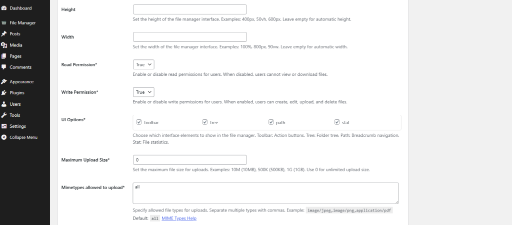 Configuring Blocks Advanced File Manager 8