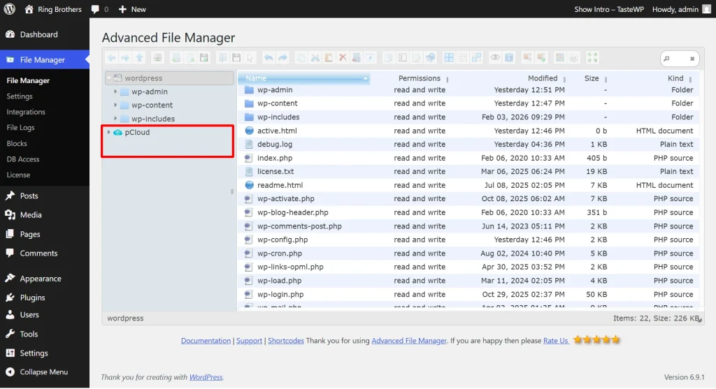 AFM pCloud Integration step 9