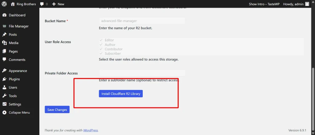Afm Cloudflare R2 Integration step 2