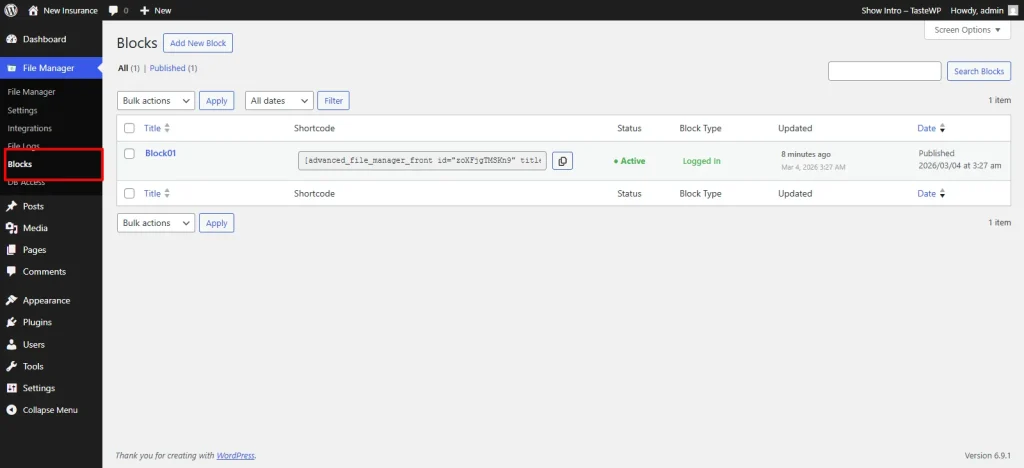 Frontend Cloud Storage Blocks step 1