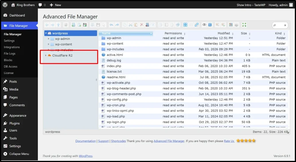 Advanced File Manager Cloudflare R2 integration