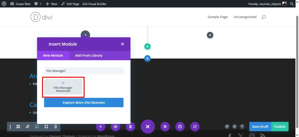 How to Use Divi and Elementor with Advanced File Manager step 7