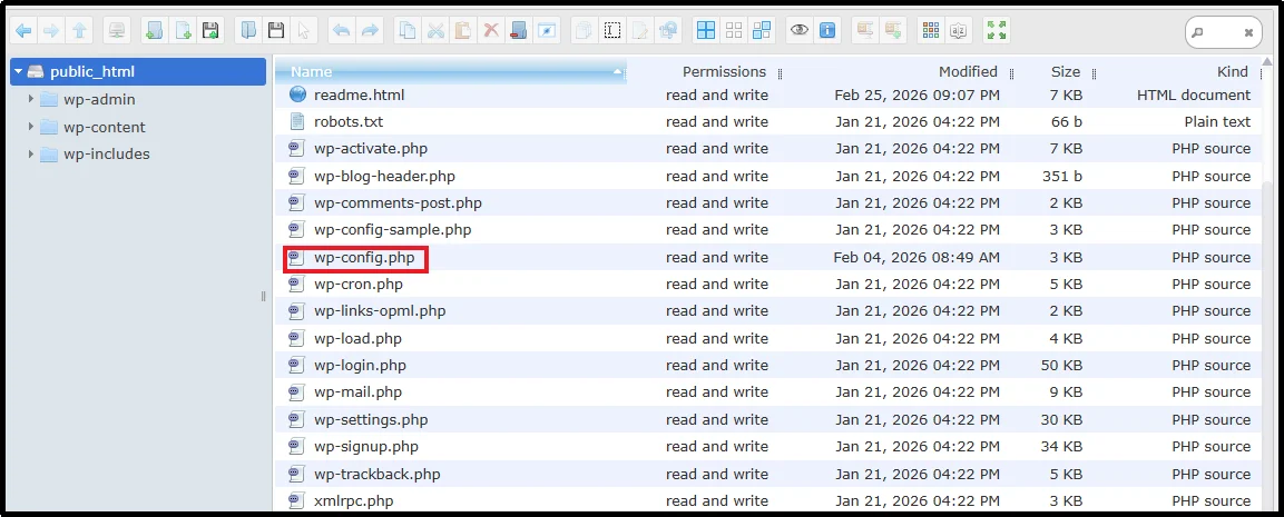 WordPress wp-config.php file editor