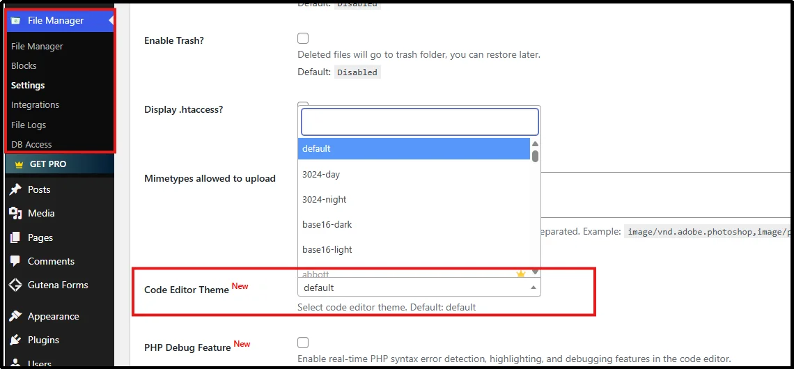 Theme code editor view