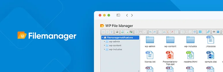 WP File Manager plugin interface for editing and organizing WordPress files