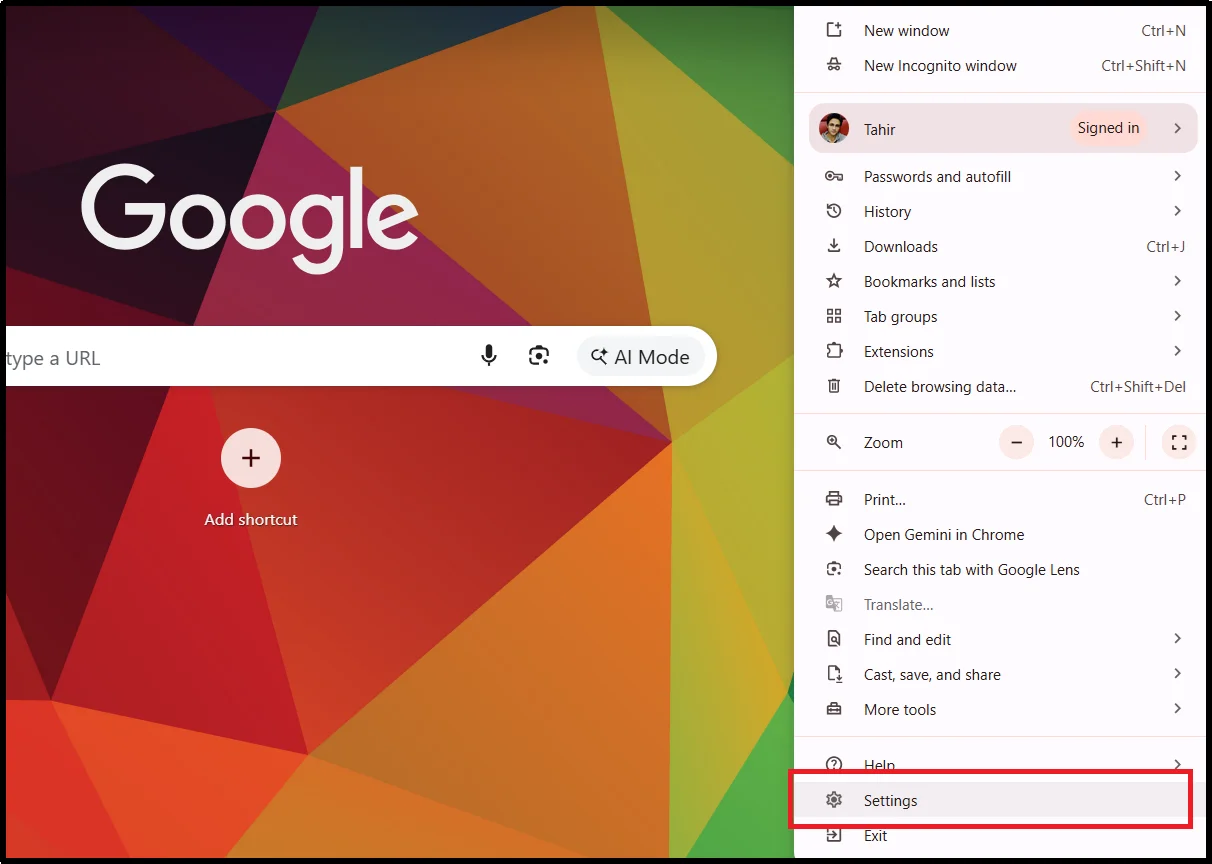 Open browser settings to start troubleshooting the WordPress White Screen of Death issue