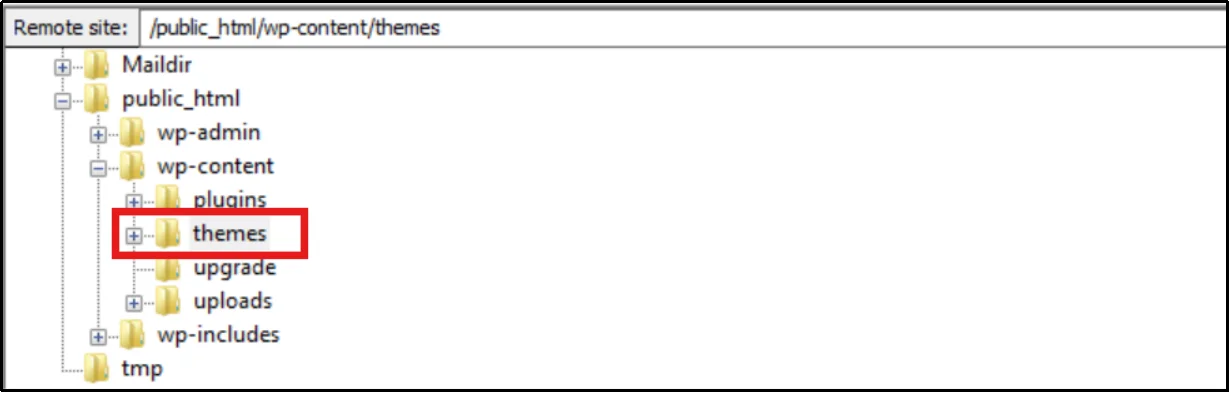Open the WordPress themes folder to troubleshoot theme-related white screen issues