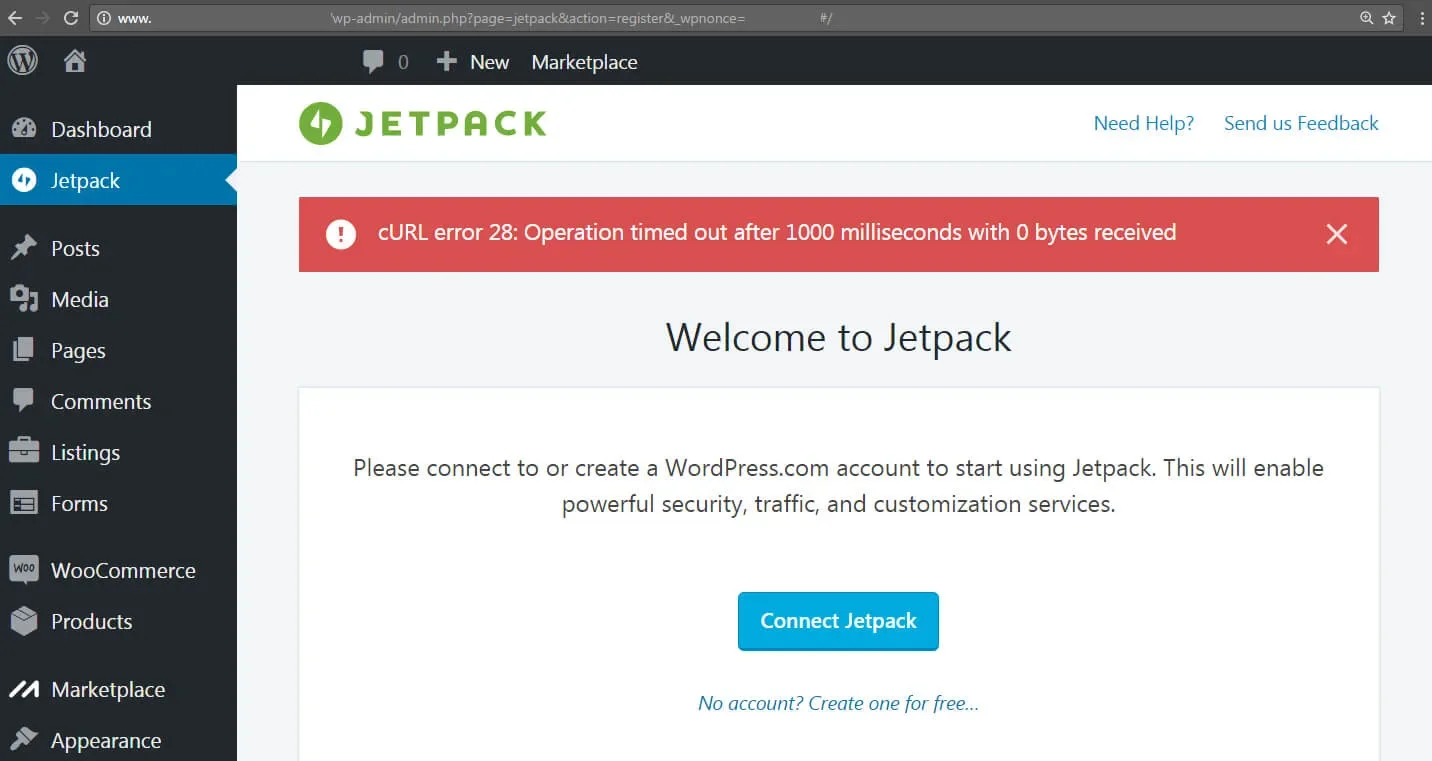 WordPress Site Health showing cURL Error 28 connection timed out error