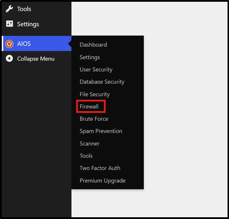 Viewing security plugin firewall and protection settings in WordPress