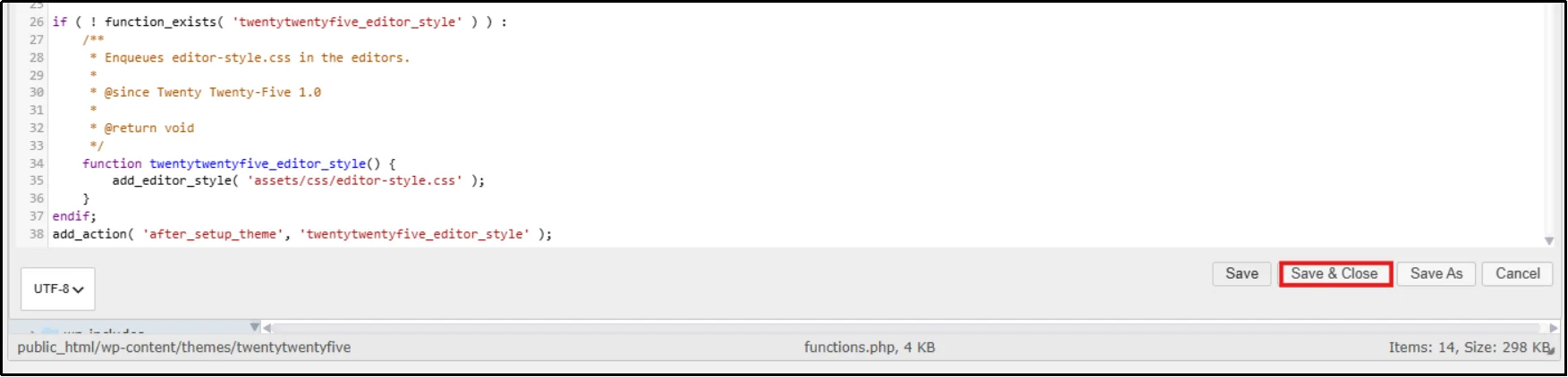 Editing HTML in the Advanced File Manager code editor