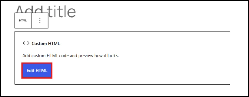 Edit HTML option on a WordPress block toolbar menu
