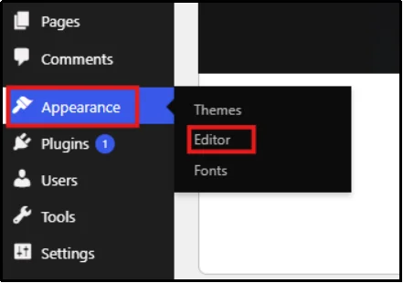 Theme File Editor under Appearance in WordPress admin