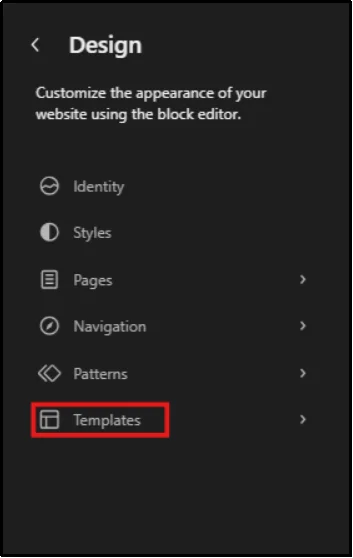 Template file list open in the Theme File Editor